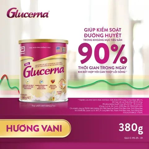 Combo 2 Sữa bột Glucerna hương vani 380g dành cho người bị tiểu đường