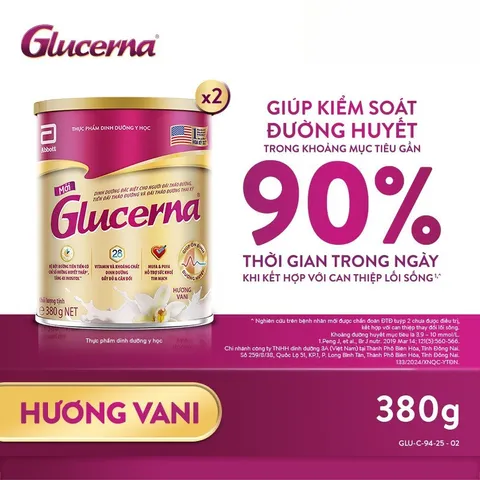 Combo 2 Sữa bột Glucerna hương vani 380g dành cho người bị tiểu đường