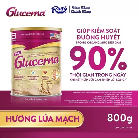 Sữa bột Glucerna hương Lúa Mạch 800g dành cho người bị tiểu đường