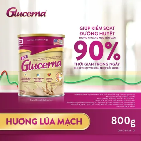 Sữa bột Glucerna hương Lúa Mạch 800g dành cho người bị tiểu đường