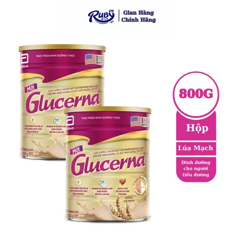 Combo 2 lon Sữa bột dành cho người bị tiểu đường Glucerna Abbott 800g Hương Lúa mạch