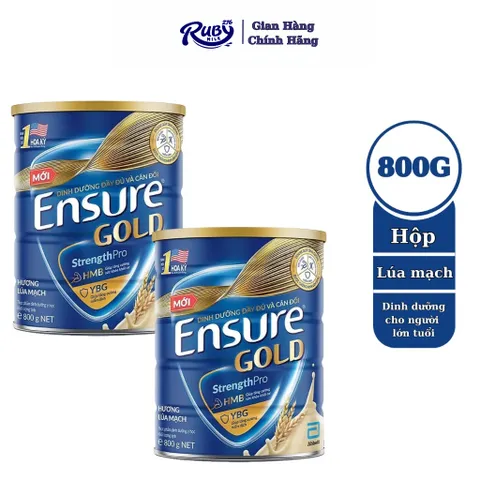 Combo 2 lon Sữa bột Ensure Gold Abbott (HMB+YBG) hương Lúa mạch 800g - Rubymilk276