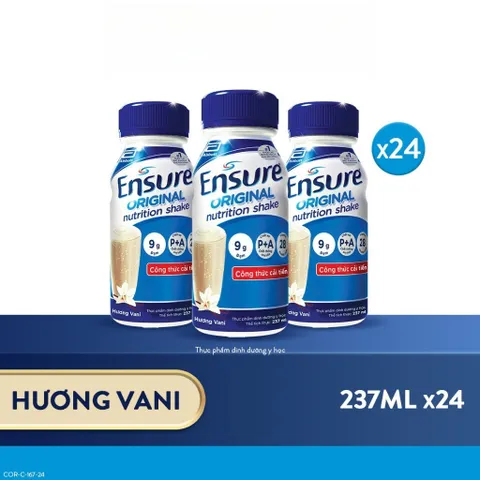 Thùng 24 chai Sữa nước Ensure Dạng Lỏng Hương Vani 237ml/chai (bao bì thay đổi theo từng đợt nhập) - Rubymilk276