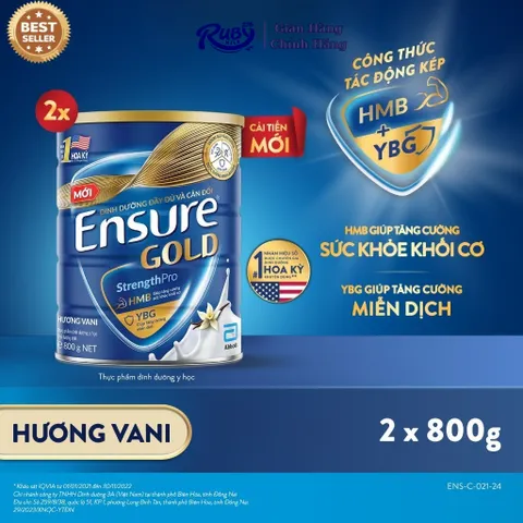 Combo 2 Lon Sữa bột Ensure Gold Abbott hương vani 800g - Rubymilk276