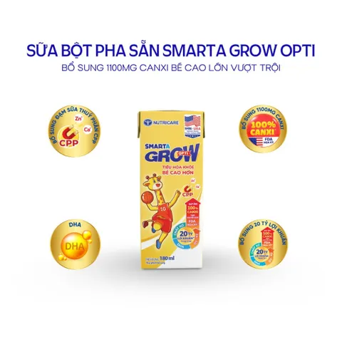 Thùng 48 Hộp Sữa Bột Pha Sẵn SMARTA GROW OPTI Nutricare Tăng Chiều Cao Cân Nặng Bổ Sung 20 Tỷ Lợi Khuẩn Cho Bé Từ 1 Tuổi