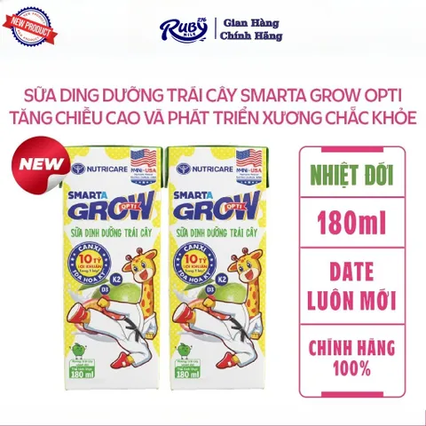 Thùng 48 hộp sữa dinh dưỡng trái cây Nutricare Smarta Grow Opti vị nhiệt đới cho trẻ thấp còi (180ml)