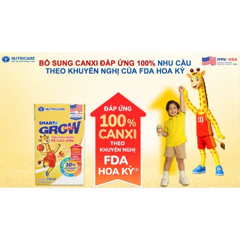 Combo 6 Lốc 4 hộp sữa bột pha sẵn Nutricare Smarta Grow Opti 180ml dinh dưỡng cho trẻ thấp còi 902066