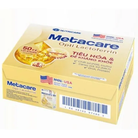 Thùng Sữa công thức dinh dưỡng Metacare Opti LACTOFERRIN tăng cường đề kháng phát triển chiều cao trí nao (110ml-180ml)