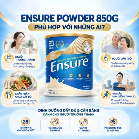 COMBO 3 LON - Sữa Ensure Powder 850g – Nhập khẩu Úc – Dinh Dưỡng Cho Người Lớn - Có Tem Phụ - Rubymilk276