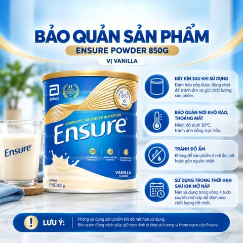 COMBO 3 LON - Sữa Ensure Powder 850g – Nhập khẩu Úc – Dinh Dưỡng Cho Người Lớn - Có Tem Phụ - Rubymilk276