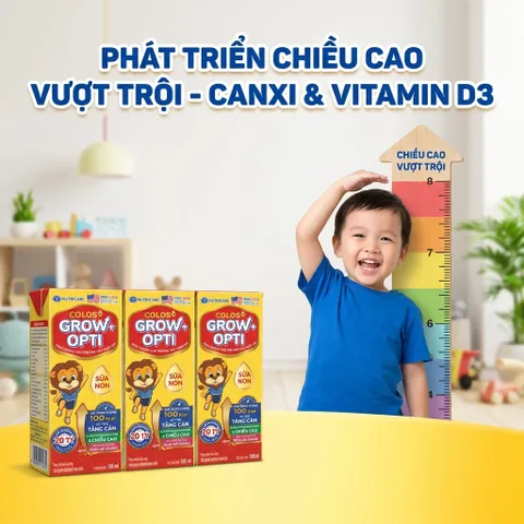 Combo 6 Lốc 180ml Sữa Colos Grow+ Opti - Dinh Dưỡng Cho Trẻ Nhẹ Cân, Thấp Còi, Tăng Cân & Chiều Cao Vượt Trội