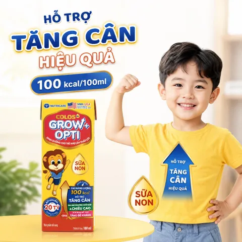 Combo 6 Lốc 180ml Sữa Colos Grow+ Opti - Dinh Dưỡng Cho Trẻ Nhẹ Cân, Thấp Còi, Tăng Cân & Chiều Cao Vượt Trội