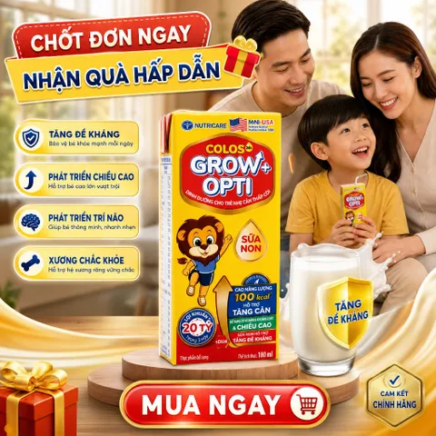 Combo 6 Lốc 180ml Sữa Colos Grow+ Opti - Dinh Dưỡng Cho Trẻ Nhẹ Cân, Thấp Còi, Tăng Cân & Chiều Cao Vượt Trội