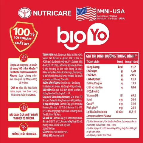 Combo 2 Thùng Sữa công thức Nutricare Bioyo 100 tỷ Lợi khuẩn Postbiotic tiêu hóa khỏe ngừa táo bón tăng khả năng hấp thu
