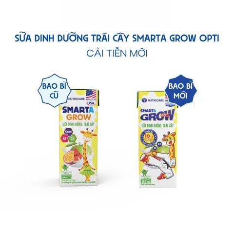 Thùng 48 Hộp Sữa công thức pha sẵn vị trái cây Smarta Grow Opti Nutricare phát triển toàn diện 180ml