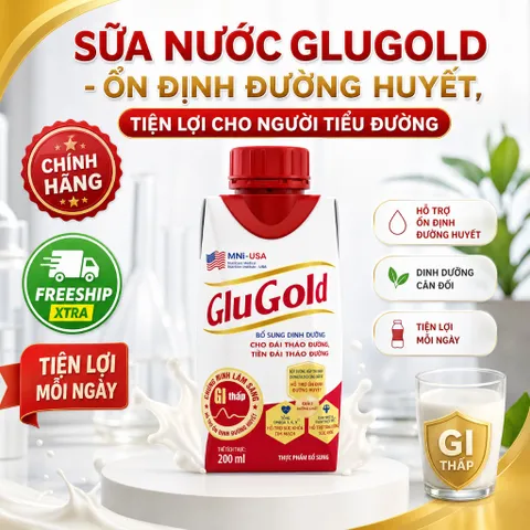 Combo 12 Hộp Sữa Nước Dinh Dưỡng GluGold 200ml-Giải Pháp Ổn Định Đường Huyết Và Tiện Lợi Cho Người Tiểu Đường