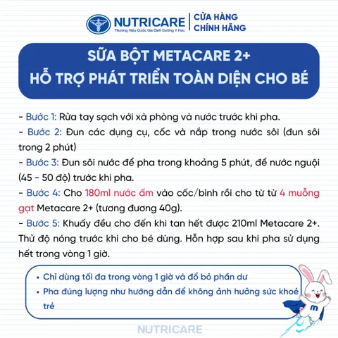 Sữa Bột Nutricare METACARE 2+ 850G Giúp Bé Tăng Cân Phát Triển Chiều Cao ( Mẫu Mới 2-3 Tuổi ) - Ruby Milk 276
