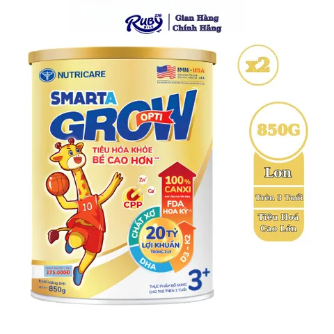 Combo 2 Lon Sữa Bột SMARTA GROW Nutricare Bé Tăng Chiều Cao Phát Triển Trí Não Tăng Cân Tăng Sức Đề Kháng Cho Bé Từ 1-1