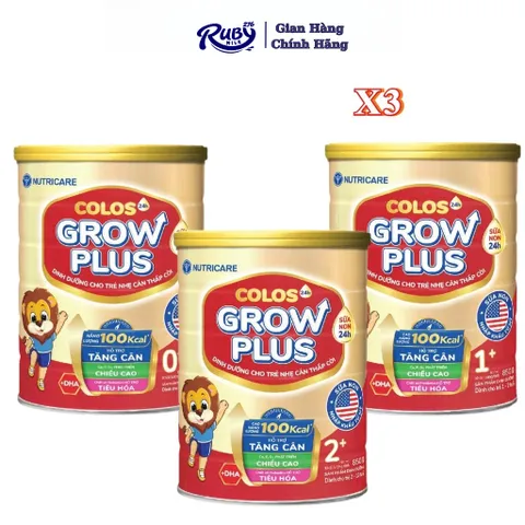 [ HSD mới] Combo 3 lon sữa Colos Growplus Opti Nutricare 0+,1+,2+ 850g