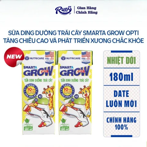 Combo 6 Lốc Sữa công thức pha sẵn vị trái cây Smarta Grow Opti Nutricare phát triển toàn diện 180ml