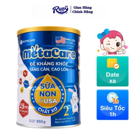 Sữa Bột Nutricare METACARE 2+ 850G Giúp Bé Tăng Cân Phát Triển Chiều Cao ( Mẫu Mới 2-3 Tuổi ) - Rubymilk276