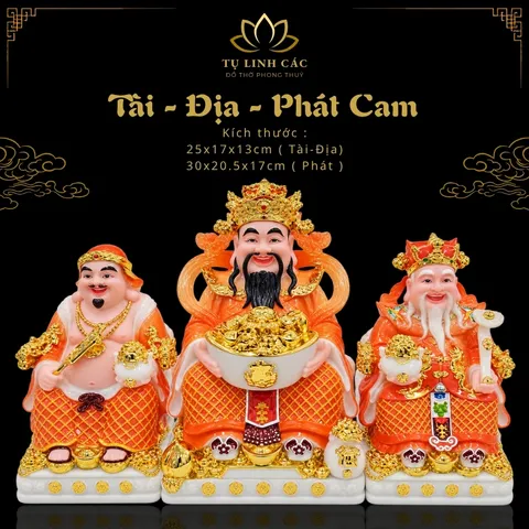 Bộ Tượng Tài – Địa – Phát Cam Mạ Vàng Cao Cấp - Phát Lộc Chiêu Tài, Hòa Hợp & Vượng Khí - Tụ Linh Các