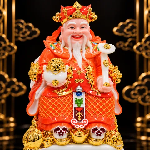 Bộ Tượng Tài – Địa – Phát Cam Mạ Vàng Cao Cấp - Phát Lộc Chiêu Tài, Hòa Hợp & Vượng Khí - Tụ Linh Các