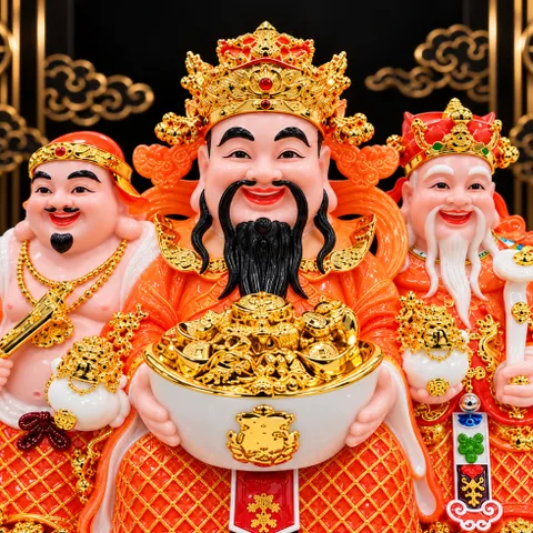 Bộ Tượng Tài – Địa – Phát Cam Mạ Vàng Cao Cấp - Phát Lộc Chiêu Tài, Hòa Hợp & Vượng Khí - Tụ Linh Các
