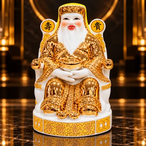 Bộ Tượng Tài – Địa – Phát Vàng Đồng Mạ Vàng Cao Cấp - Phát Lộc Chiêu Tài, Hòa Hợp & Vượng Khí - Tụ Linh Các