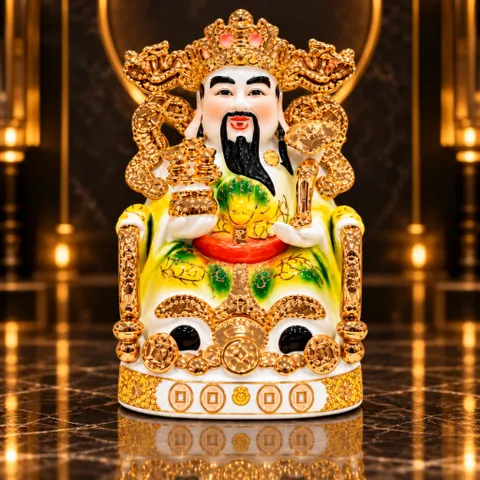 Bộ Tượng Tài – Địa – Phát Vàng Đồng Mạ Vàng Cao Cấp - Phát Lộc Chiêu Tài, Hòa Hợp & Vượng Khí - Tụ Linh Các