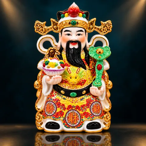 Bộ Tượng Tài – Địa – Phát Gấm Đỏ Xịn Mạ Vàng Cao Cấp - Phát Lộc Chiêu Tài, Hòa Hợp & Vượng Khí - Tụ Linh Các