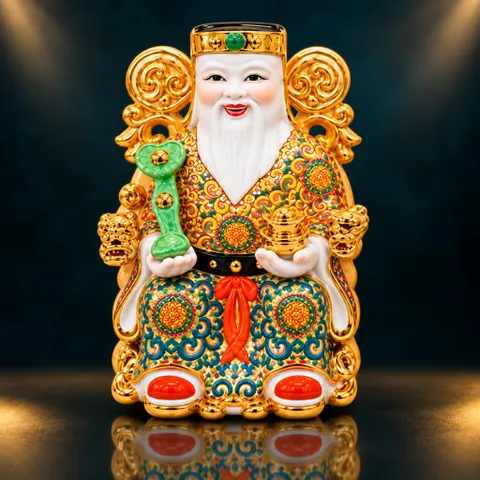 Bộ Tượng Tài – Địa – Phát Gấm Đỏ Xịn Mạ Vàng Cao Cấp - Phát Lộc Chiêu Tài, Hòa Hợp & Vượng Khí - Tụ Linh Các