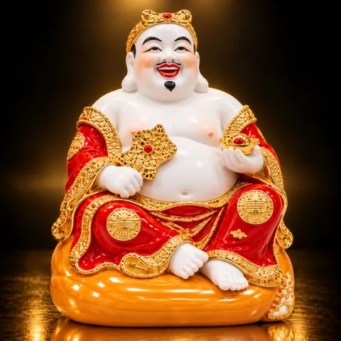 Bộ Tượng Tài – Địa – Phát Đỏ Vàng Mạ Vàng Cao Cấp - Phát Lộc Chiêu Tài, Hòa Hợp & Vượng Khí - Tụ Linh Các