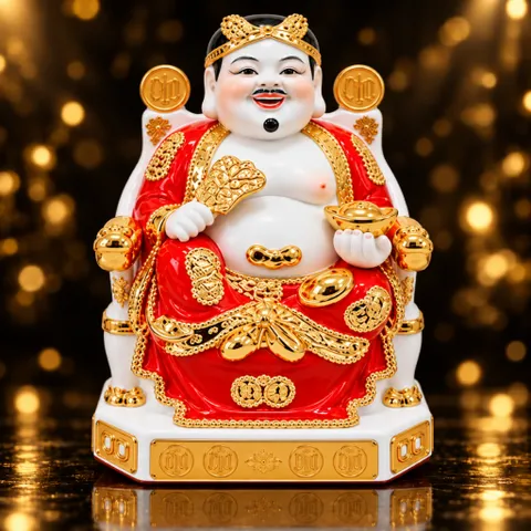Bộ Tượng Tài – Địa – Kim Xịn Đỏ Cao Cấp - Phát Lộc Chiêu Tài, Hòa Hợp & Vượng Khí - Tụ Linh Các