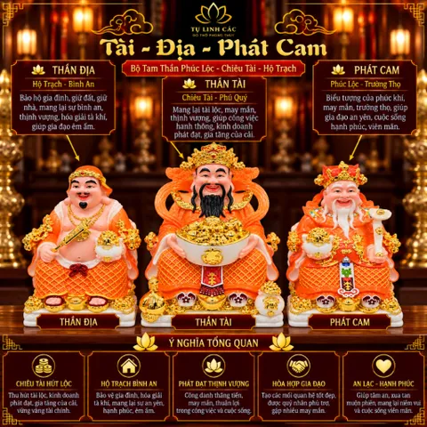 Bộ Tượng Tài – Địa – Phát Cam Mạ Vàng Cao Cấp - Phát Lộc Chiêu Tài, Hòa Hợp & Vượng Khí - Tụ Linh Các