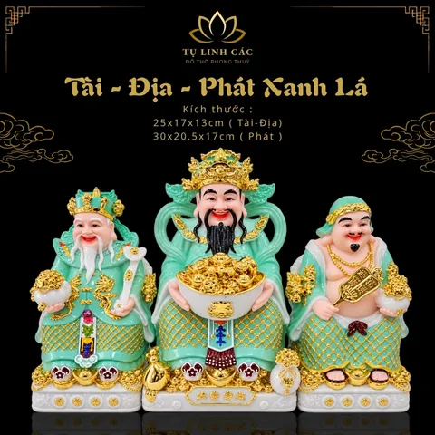 Bộ Tượng Tài – Địa – Phát Xanh Lá Cao Cấp - Phát Lộc Chiêu Tài, Hòa Hợp & Vượng Khí - Tụ Linh Các