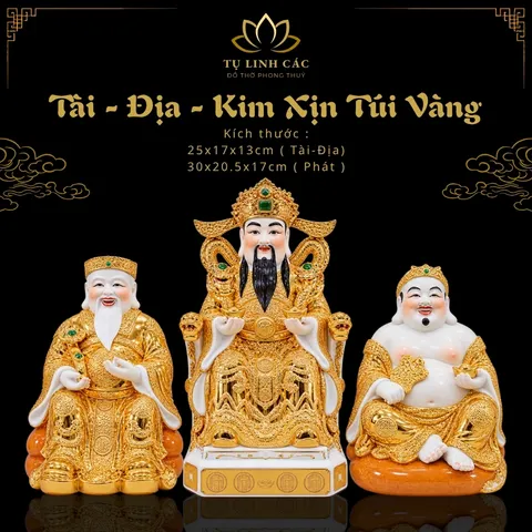 Bộ Tượng Tài – Địa – Kim Xịn Túi Vàng Cao Cấp - Phát Lộc Chiêu Tài, Hòa Hợp & Vượng Khí - Tụ Linh Các