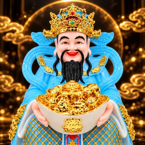 Bộ Tượng Tài – Địa – Phát Xanh Dương Mạ Vàng Cao Cấp - Phát Lộc Chiêu Tài, Hòa Hợp & Vượng Khí - Tụ Linh Các