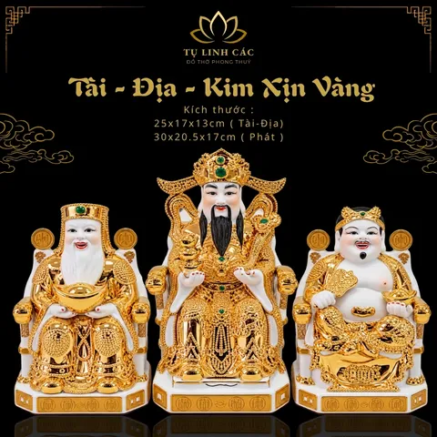 Bộ Tượng Tài – Địa – Kim Xịn Vàng Mạ Vàng Cao Cấp - Phát Lộc Chiêu Tài, Hòa Hợp & Vượng Khí