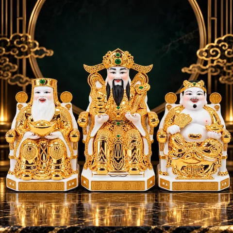 Bộ Tượng Tài – Địa – Kim Xịn Vàng Mạ Vàng Cao Cấp - Phát Lộc Chiêu Tài, Hòa Hợp & Vượng Khí