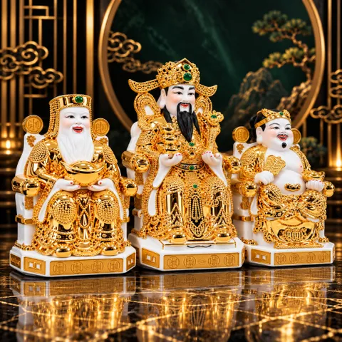 Bộ Tượng Tài – Địa – Kim Xịn Vàng Mạ Vàng Cao Cấp - Phát Lộc Chiêu Tài, Hòa Hợp & Vượng Khí