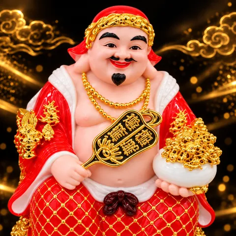 Bộ Tượng Tài – Địa – Phát Đỏ Mạ Vàng Cao Cấp - Phát Lộc Chiêu Tài, Hòa Hợp & Vượng Khí - Tụ Linh Các