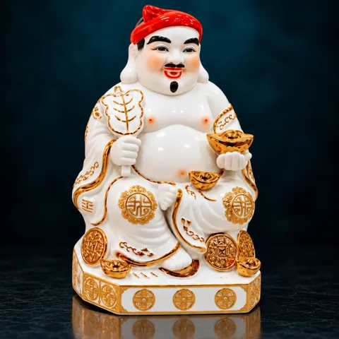 Bộ Tượng Tài – Địa – Phát Trắng Như Ý Mạ Vàng Cao Cấp - Phát Lộc Chiêu Tài, Hòa Hợp & Vượng Khí - Tụ Linh Các