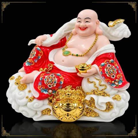 Tượng Phật Di Lặc Phú Quý Đỏ Phong Thuỷ - Chiêu Tài Tiến Bảo, Bình An - Tụ Linh Các