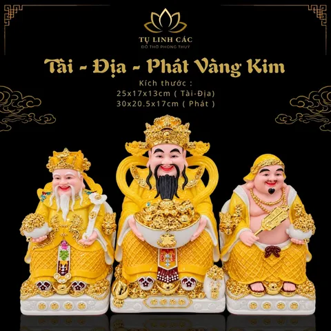 Bộ Tượng Tài – Địa – Phát Vàng Kim Cao Cấp - Phát Lộc Chiêu Tài, Hòa Hợp & Vượng Khí - Tụ Linh Các