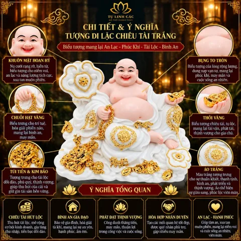 Tượng Phật Di Lặc Ngự Tòa Mây Áo Trắng Cao Cấp - Đồ Thờ Phong Thuỷ