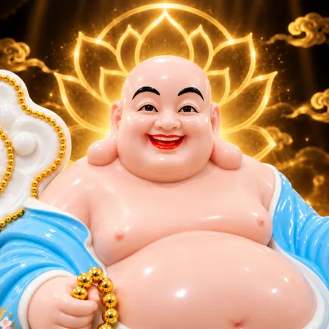 Tượng Phật Di Lặc Ngự Tòa Mây Xanh Dương Cao Cấp