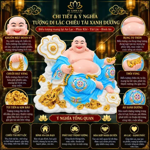 Tượng Phật Di Lặc Ngự Tòa Mây Xanh Dương Cao Cấp