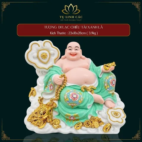 Tượng Phật Di Lặc Ngự Tòa Mây Xanh Lá Cao Cấp