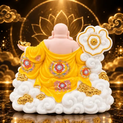 Tượng Phật Di Lặc Ngự Tòa Mây Mạ Vàng Kim Cao Cấp - Chiêu Tài Hút Lộc